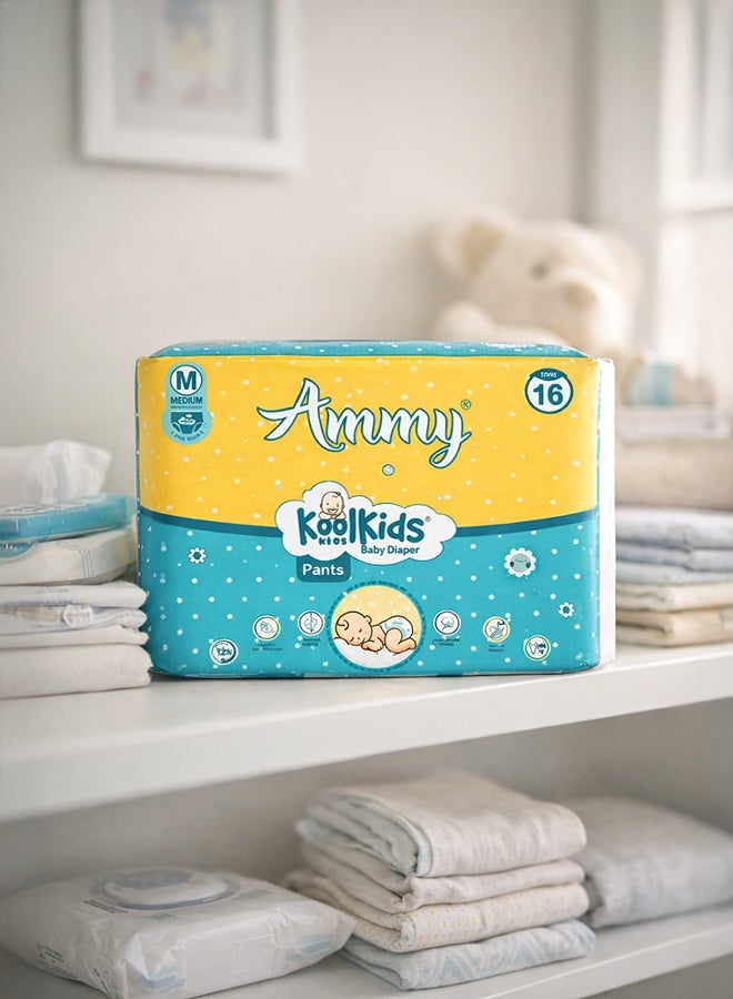 Ammy حفاضات أمّي كول كيدز المميزة للأطفال بحجم متوسط - عبوة 16 قطعة - Image 5